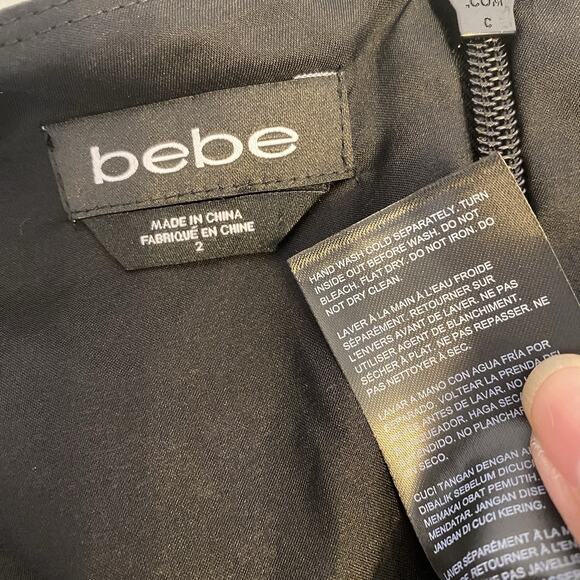 Bebe Vintage Y2K Crop Black Beaded Sequins Bling Gala Goth Grunge Blouse Top 2 - Picture 3 of 8